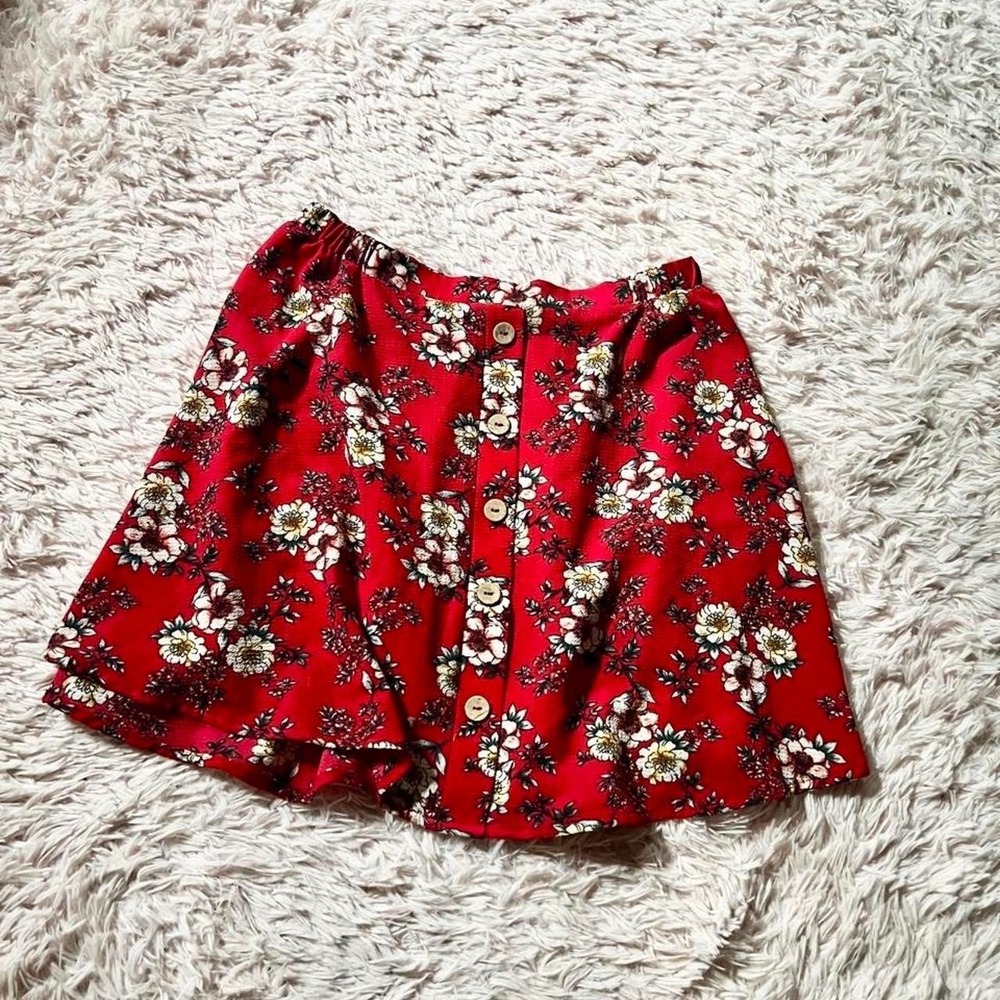 Whimsical Floral Punk Cottage Core Button Down Mini Skirt Womens S Grunge Gothic